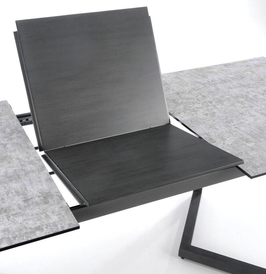 TIZIANO extension table, color: top - light grey / dark grey, legs - dark grey