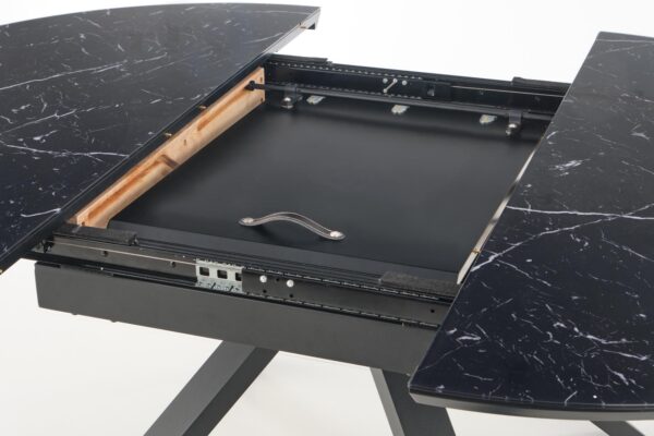 VERTIGO extension table, color: top - black marble, legs - black