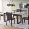 MARLEY extension table, color: top - white marble / grey, legs - black