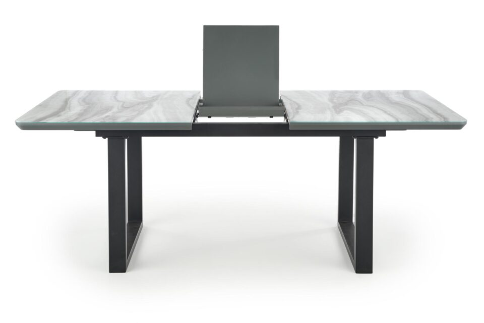 MARLEY extension table, color: top - white marble / grey, legs - black