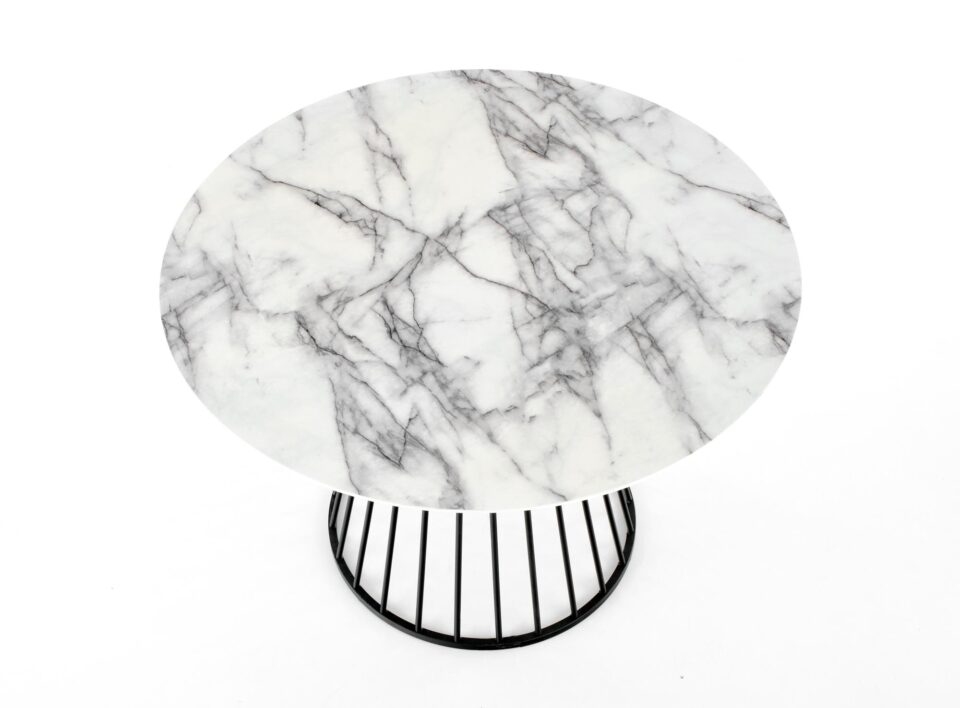 BRODWAY table, color: top - white marble, legs - black