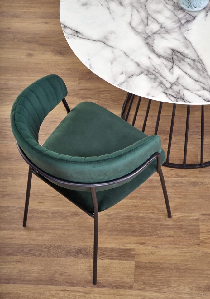 BRODWAY table, color: top - white marble, legs - black