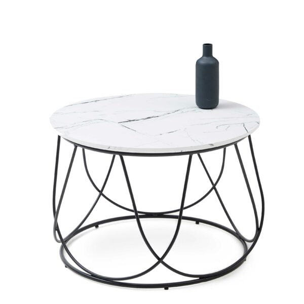 Klubska mizica NUBIRA, dve različici - beli marmor