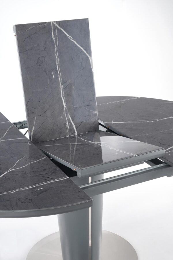 RICARDO extension table, color: top - grey marble, legs - dark grey