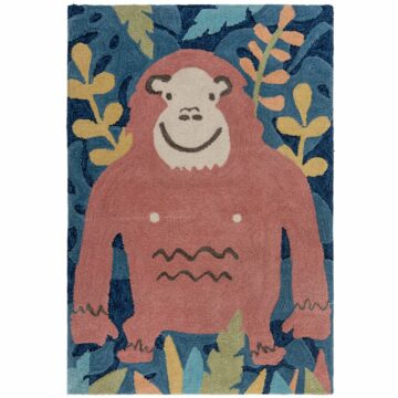 Otroška Preproga ZEST KIDS JUNGLE MONKEY Rjava/večbarvna, več dimenzij - 80 x 120 cm