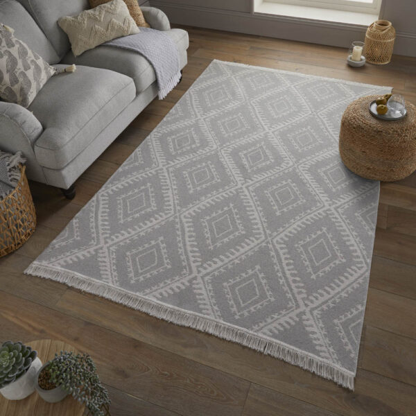 Tkana preproga DEUCE ALIX RECYCLED RUG Siva, več dimenzij