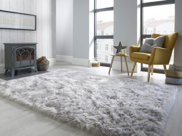 Okrogla Preproga kosmatinec FAUX FUR SHEEPSKIN Siva, več dimenzij