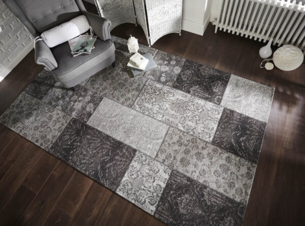 Tkana preproga MANHATTAN PATCHWORK CHENILLE črna/siva, več dimenzij