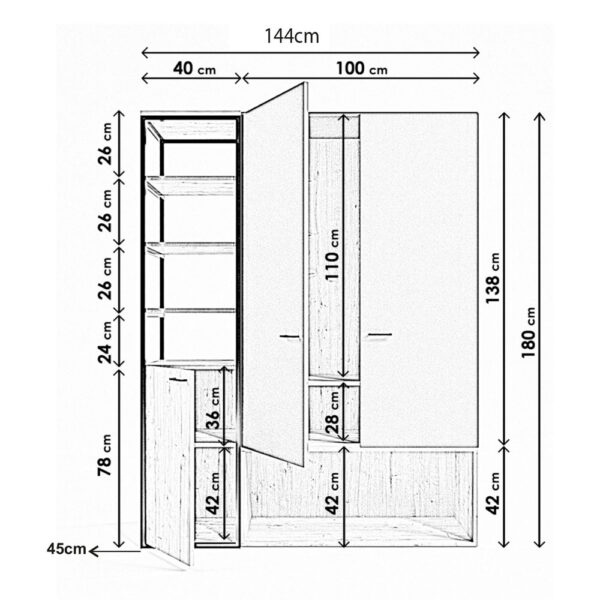 Odprta garderobna omara L602