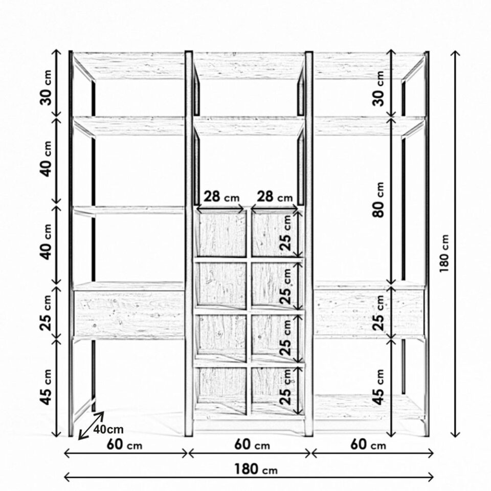 Odprta garderobna omara L603