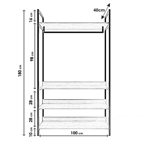 Odprta garderobna omara L610