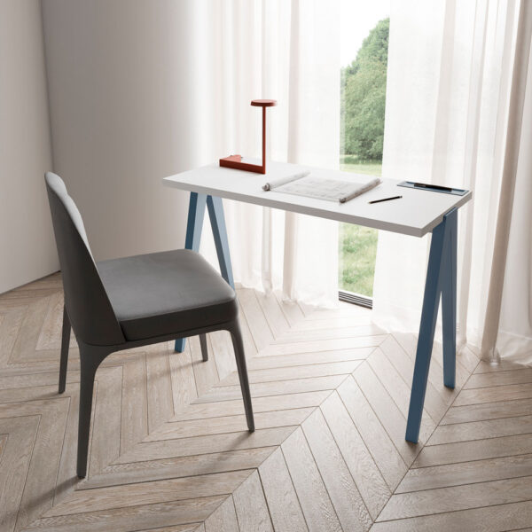 Pisaći stol Bordeux, bela plošča - Bela/Modra