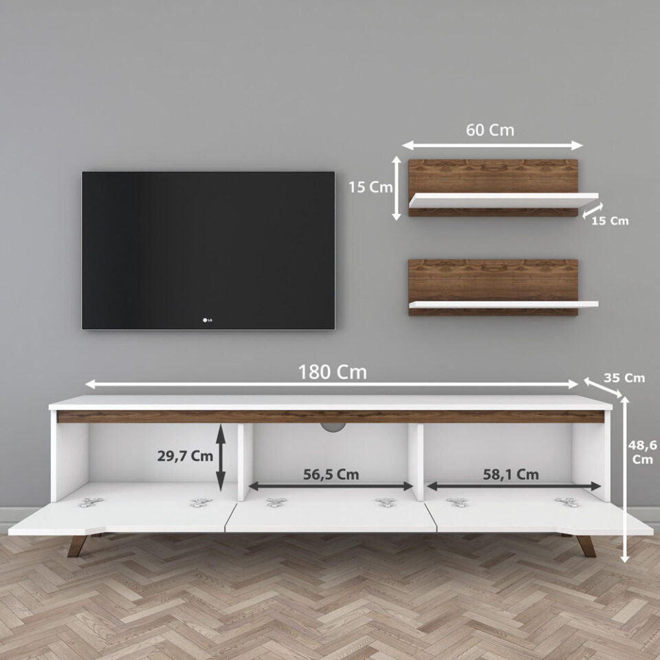 Dnevni regal M48 - Bela/Oreh