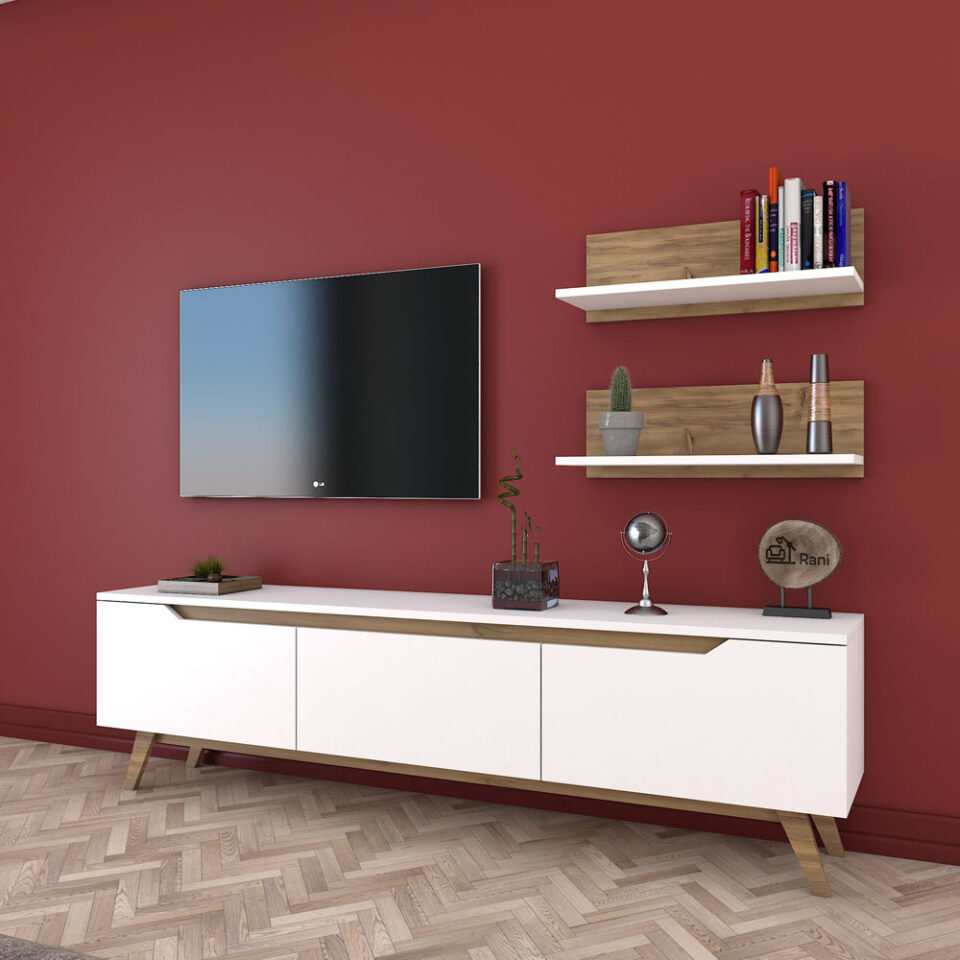 Dnevni regal M48 - Bela/Oreh