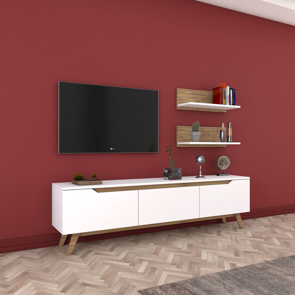 Dnevni regal M48 - Bela/Oreh