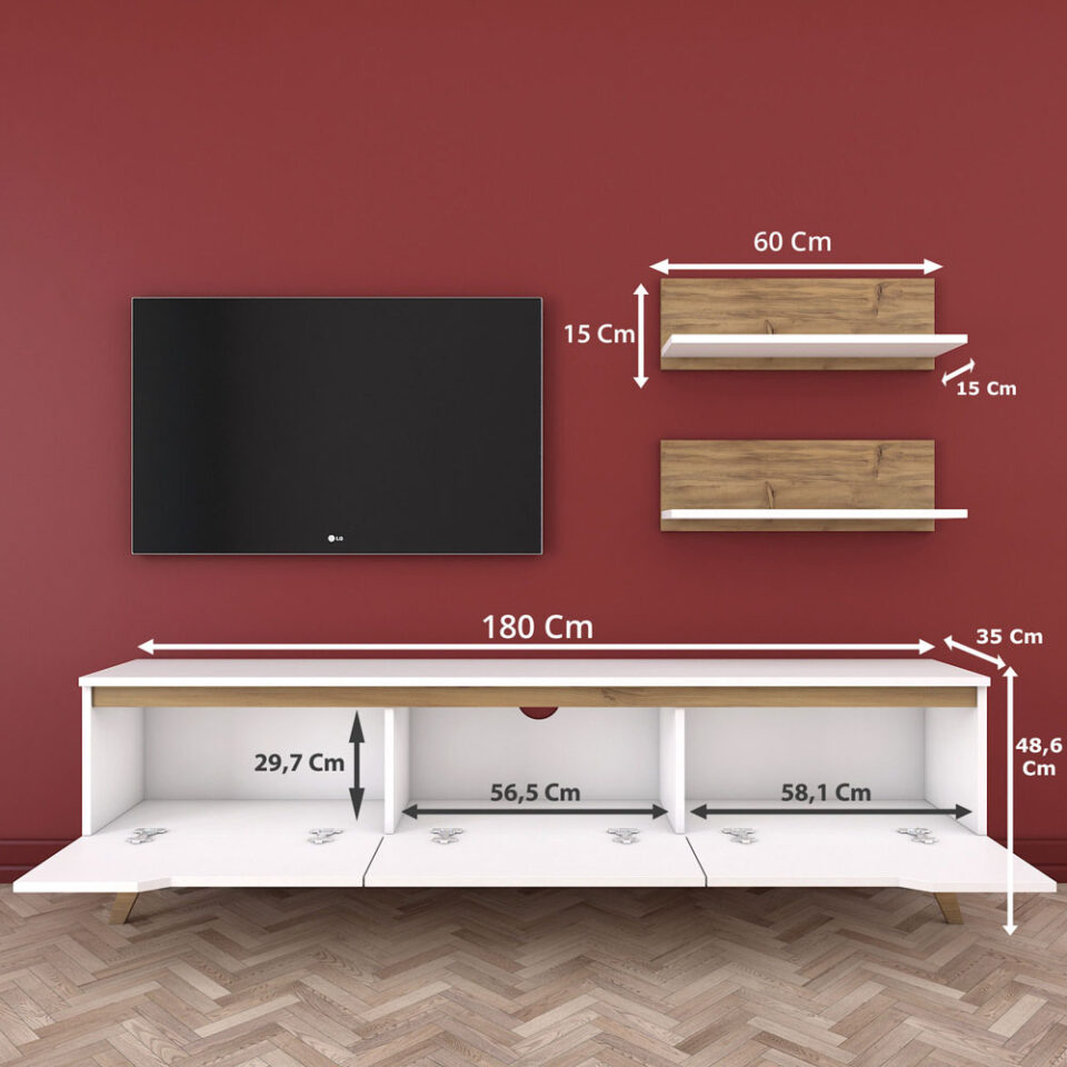 Dnevni regal M48 - Bela/Oreh