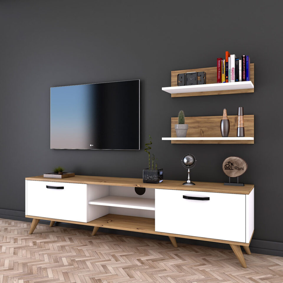 Dnevni regal M48 - Bela/Oreh