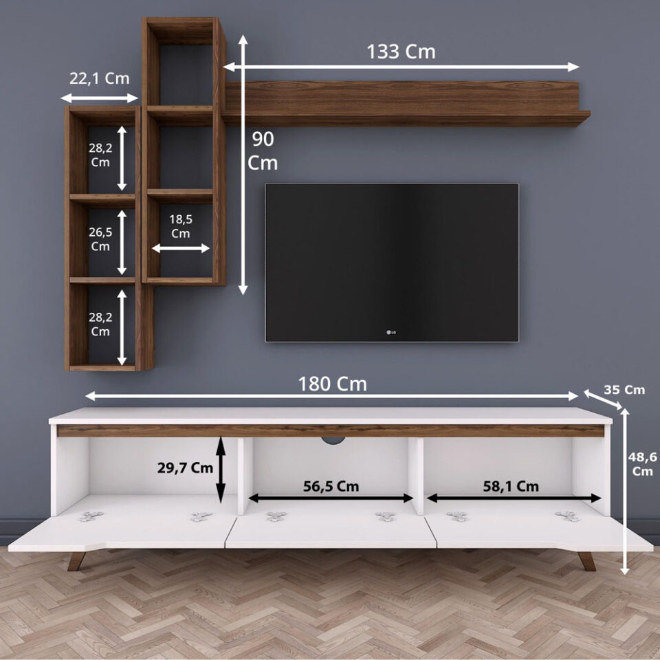 Dnevni regal M16 - Bela/Oreh