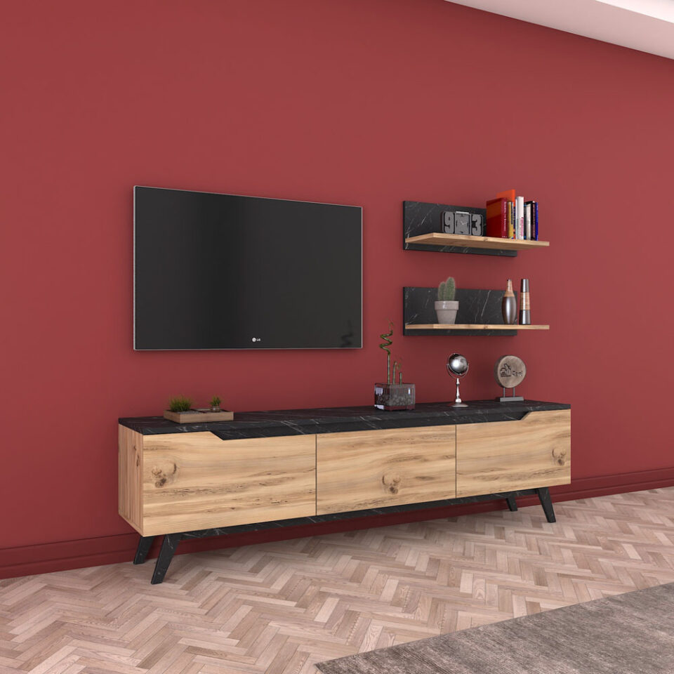 Dnevni regal M48 - Oreh/Črna