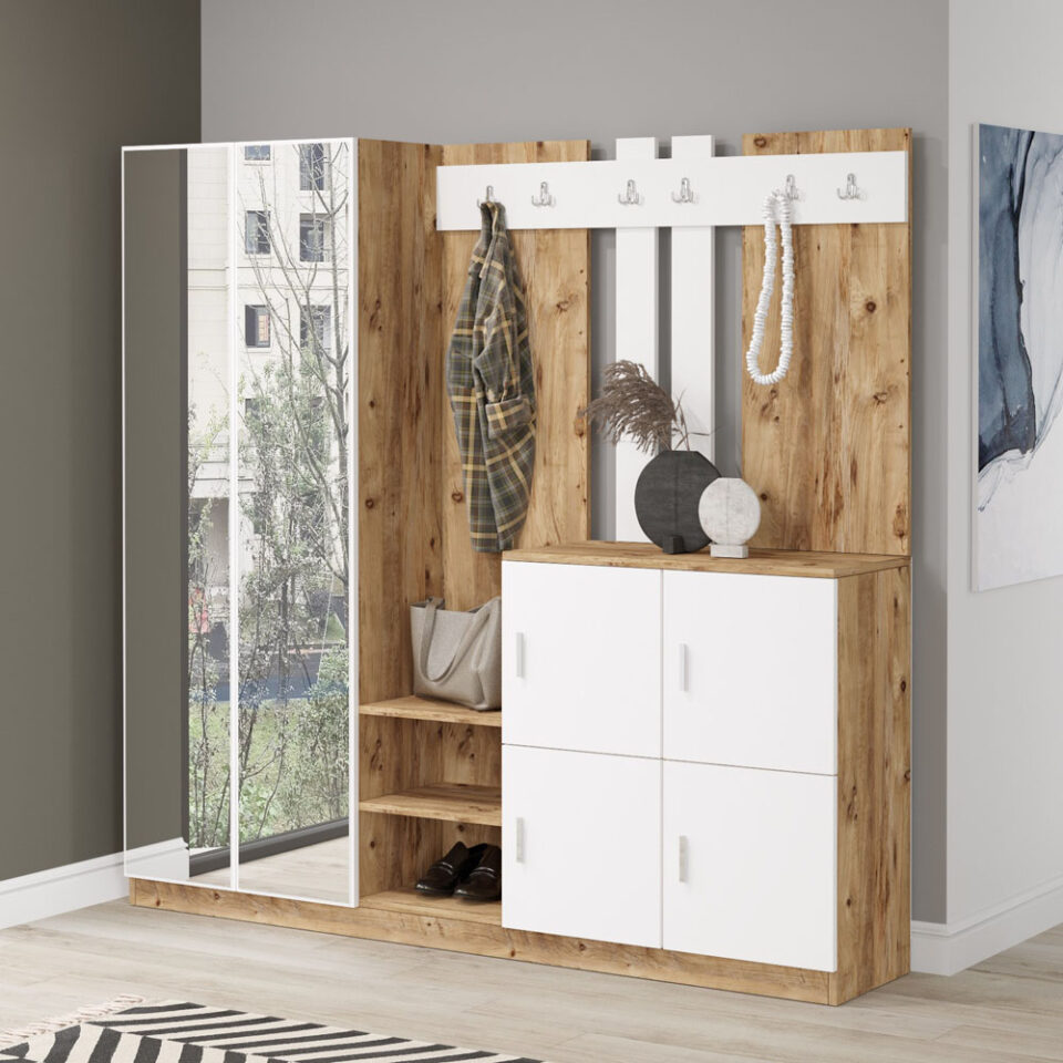 Komplet predsobe D9 - Atlantski bor/Bela