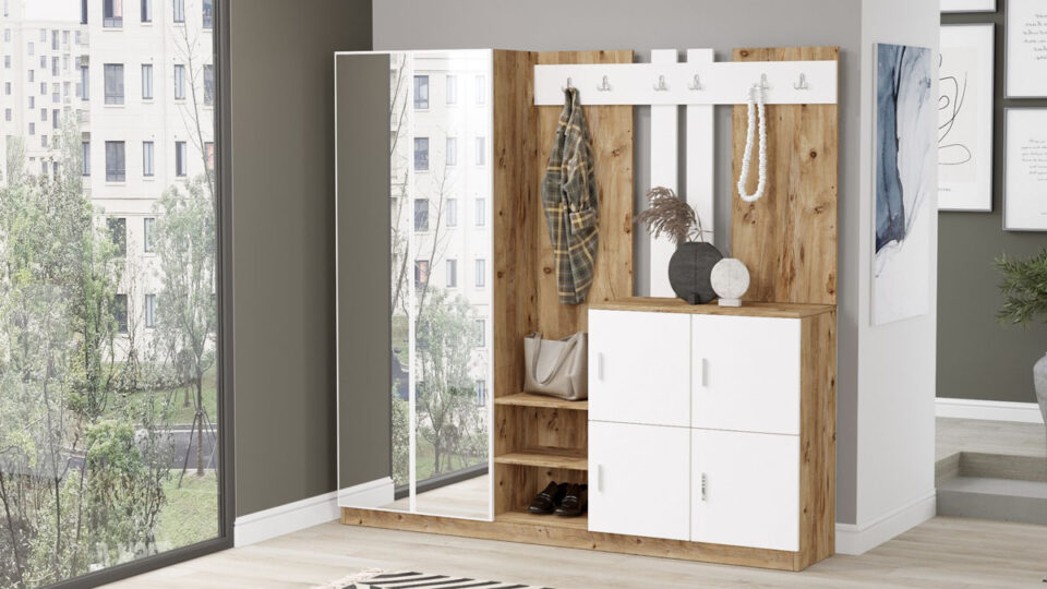 Komplet predsobe D9 - Atlantski bor/Bela