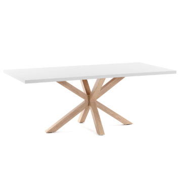 Blagovaonski stol Arya, bijele boje, čelične nogice drvenog izgleda, više dimenzija