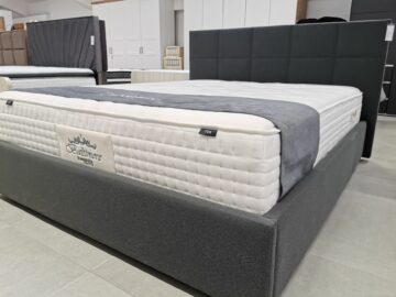 boxspring postelja aurora sive barve