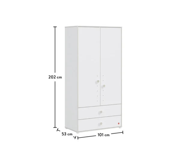 Garderobni ormar Montes bjeli, dimenzije 101 x 202 x 53 cm