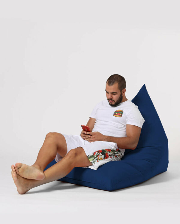 Pyramid Big Bed Pouf - Temno modra