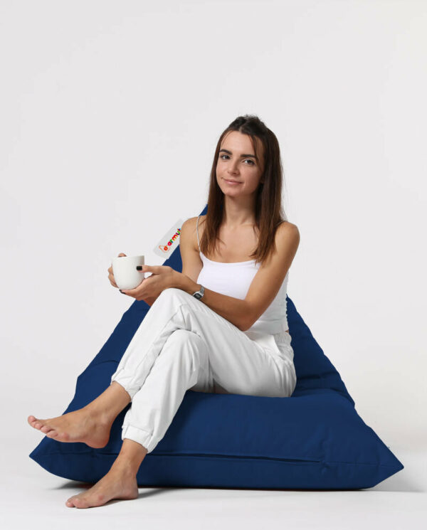 Pyramid Big Bed Pouf - Temno modra