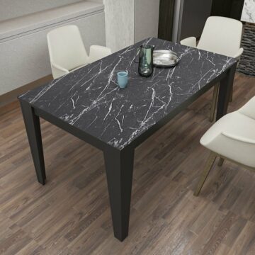 Blagovaonski stol Bud - Črna/Marmor