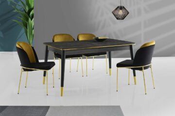 Blagovaonski stol Flora, raztezljiv - Črna/Zlata