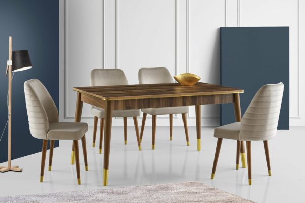 Blagovaonski stol Flora, raztezljiv - Oreh/Zlata