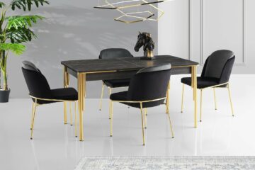 Blagovaonski stol Damla - Črna/Zlata