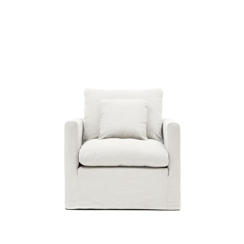 Fotelj Nora z blazino v ecru barvi - 92 cm