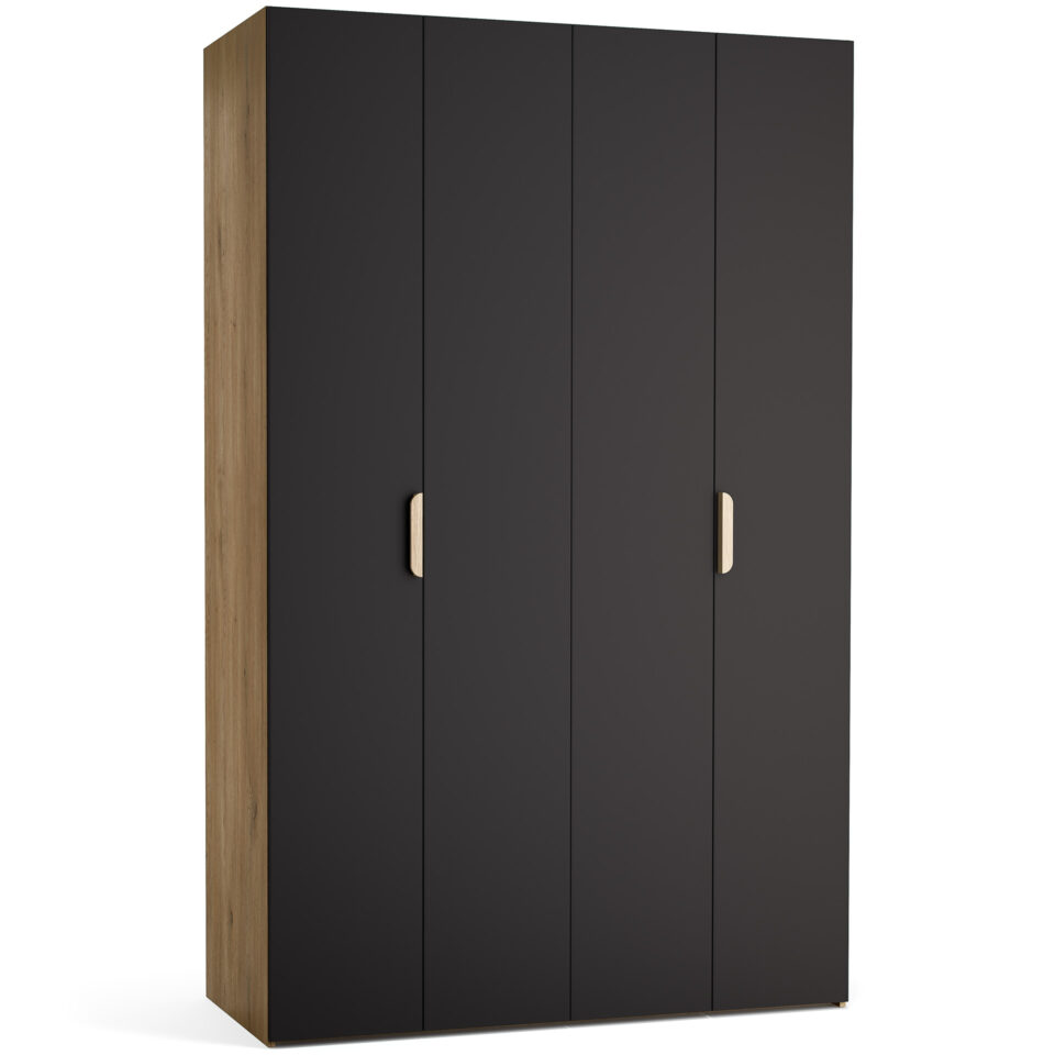 STOR GARDEROBNA OMARA ČRNE BARVE HRAST KORPUS 140X225