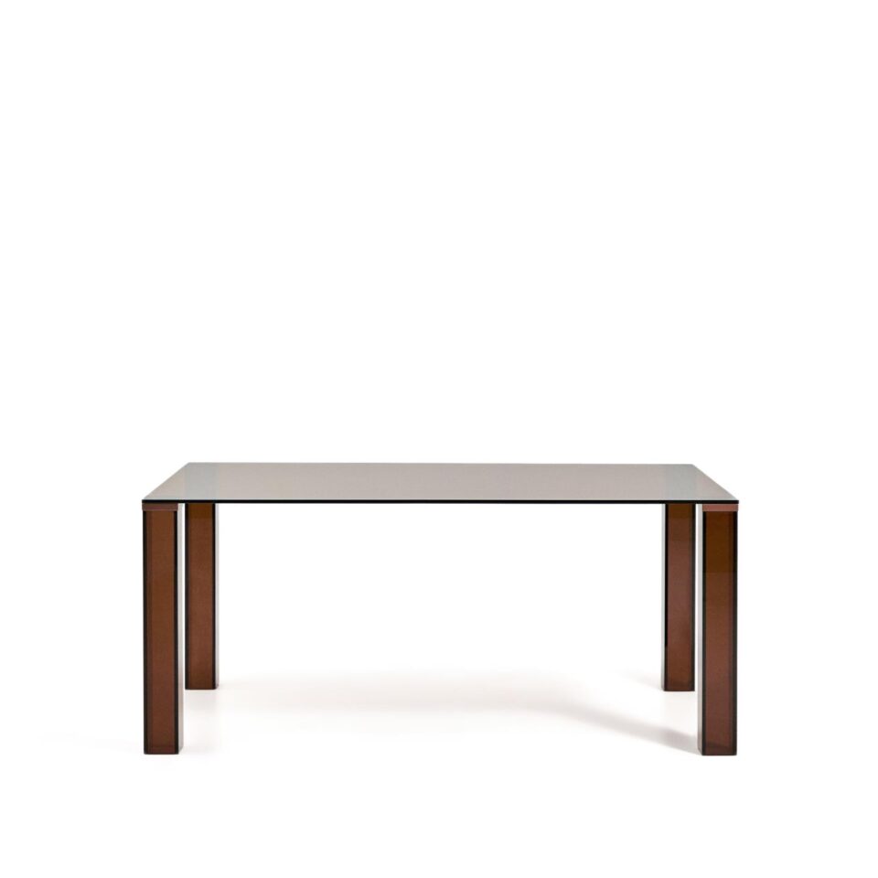 Steklena pravokotna jedilna miza Adularia dimenzije 160 x 90 - rjava