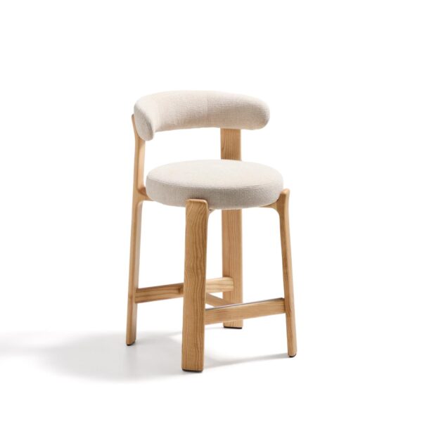 Granite bež dopultni stol 65 cm z naslonom, iz masivnega lesa/barva natur