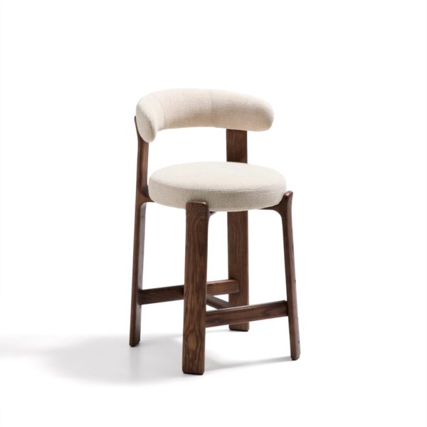 Granite bež dopultni stol 65 cm z naslonom, iz masivnega lesa/barva oreha