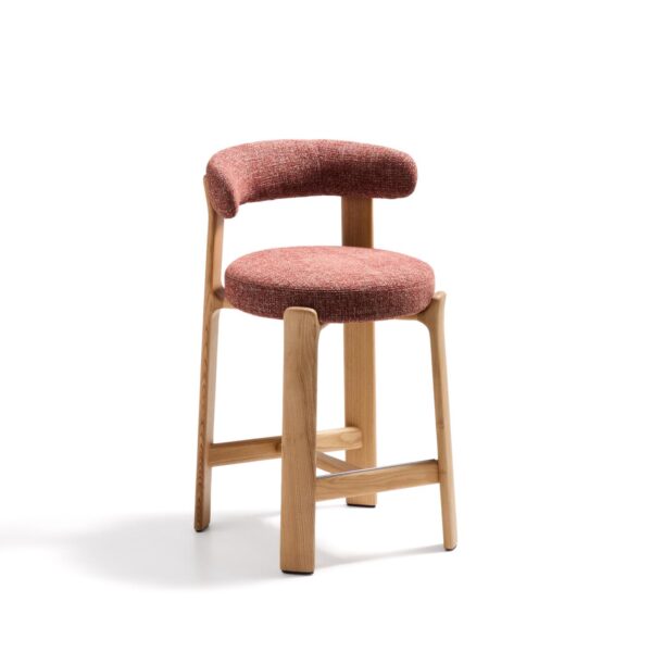 Granite terakota dopultni stol 65 cm z naslonom, iz masivnega lesa/barva natur