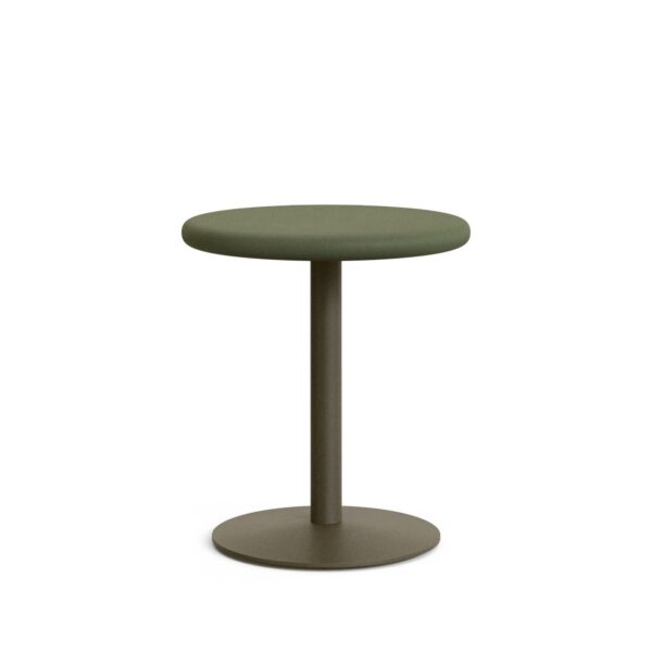 Zunanja okrogla miza Esilda iz cementa in jekla, premera 70 cm in višine 75,5 cm