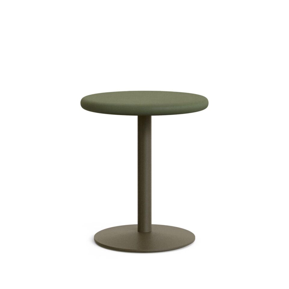 Zunanja okrogla miza Esilda iz cementa in jekla, premera 70 cm in višine 75,5 cm