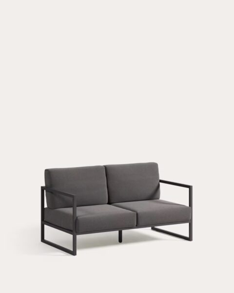 Vrtni dvosjed Comova, aluminij i jastuci, crni ili sivi, 152 cm
