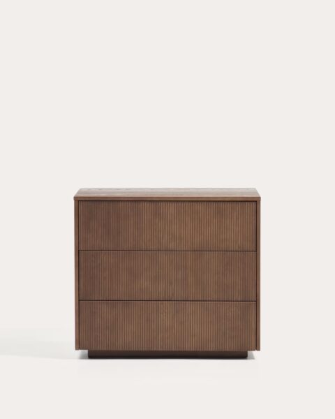 Komoda Helvine s tri ladice, prirodni hrast ili tamnosmeđa, 90 x 50 cm