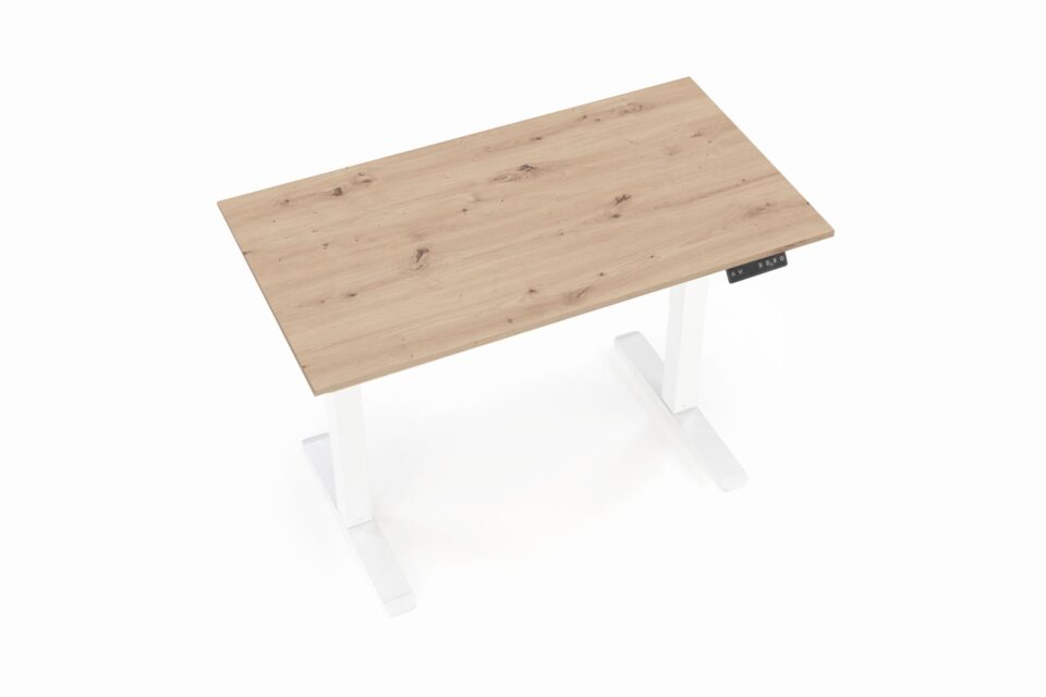 Dvižna pisalna miza B53, hrast artisan/bela
