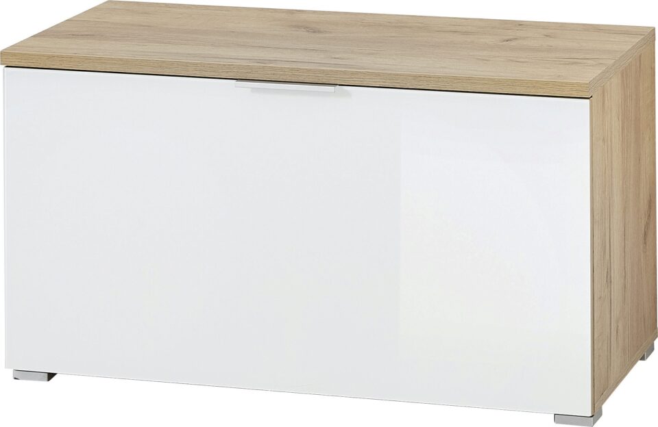 Klop za čevlje Telde 3972 s steklenimi fronti, bela/hrast navarra