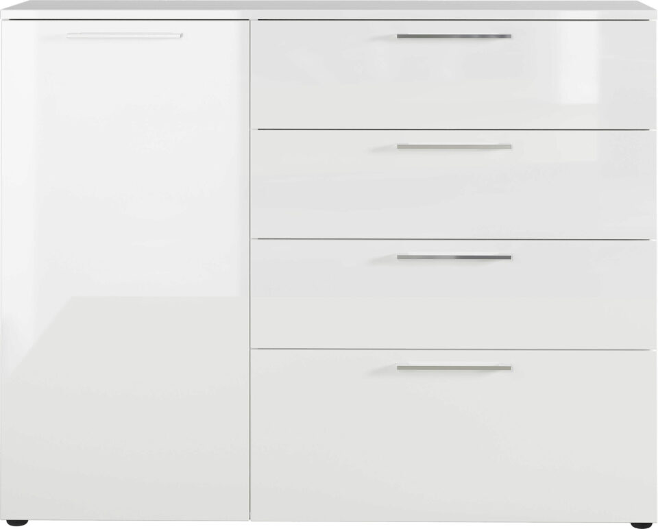 Komoda Sunnyvale 3554 v beli barvi, pogled od spredaj