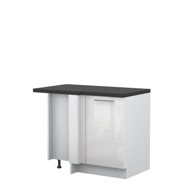 Kuhinjska kotna spodnja omarica z enimi vrati Riva R-UG-1K/2, 109 cm, kristalno bela fronta, izrez izdelka