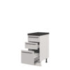 Kuhinjska spodnja omarica s tremi predali Riva R-40-3MBOX/2, 40 cm, kristalno bela fronta, izrez izdelka