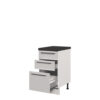 Kuhinjska spodnja omarica s tremi predali Riva R-45-3MBOX/2, 45 cm, kristalno bela fronta, izrez izdelka